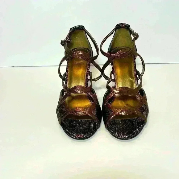 M by Marinelli Copper Snakeskin Heels Size 7.5 - Picture 2 of 6